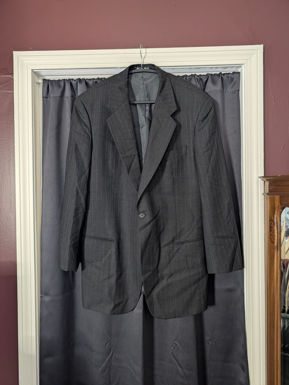 Giorgio Armani Brushed Virgin Wool Men's Charcoal Pinstripe Sport Coat Italy 42R